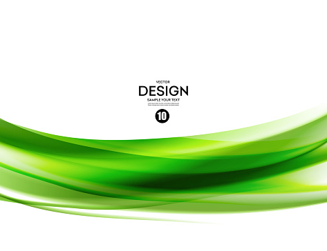 Abstract green wavy lines.  Colorful vector background