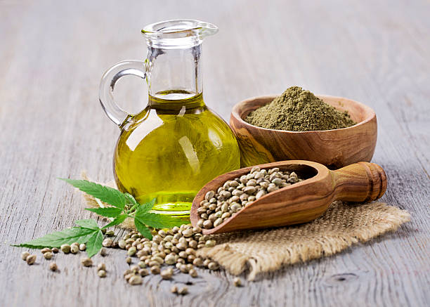 istock Hemp oil n a glass jar 528553546