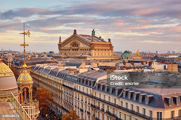 Parisian Skyline With Opera Garnier At Sunset Stock Photo - Download Image Now - Opera Garnier, Paris - France, Opera