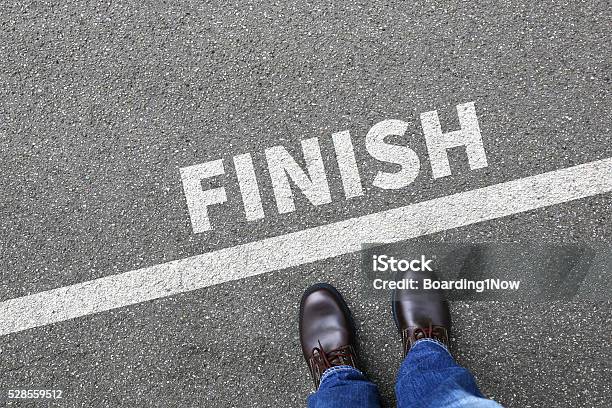 Finish Line Winning Success Running Race Businessman Business Man Concept Stock Photo - Download Image Now