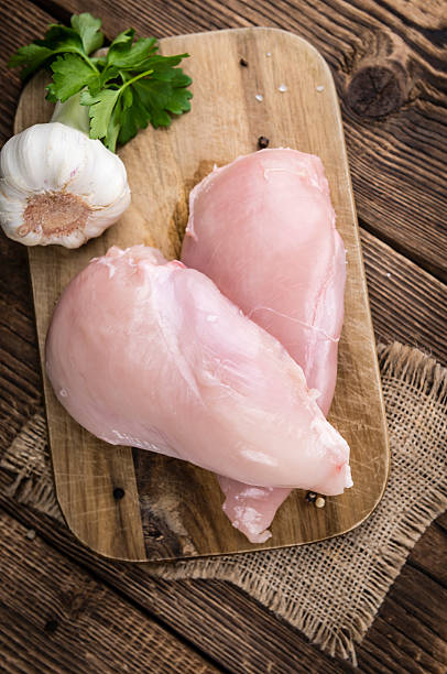 istock Piece of fresh Chicken Fillet (close-up shot) 528559550