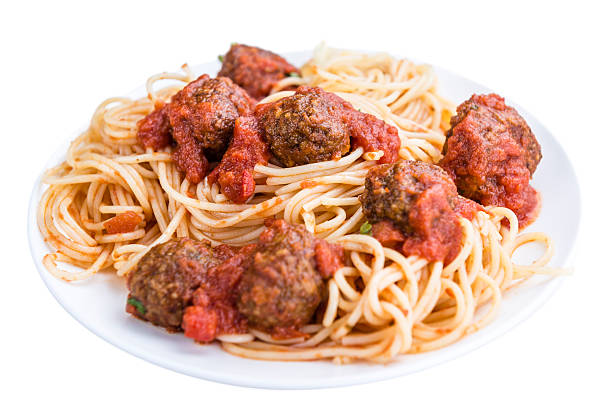 istock Spaghetti with Meatballs and Tomato Sauce (isolated on white) 528561768