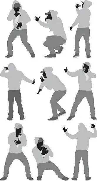 Vector illustration of Rapper in various actions