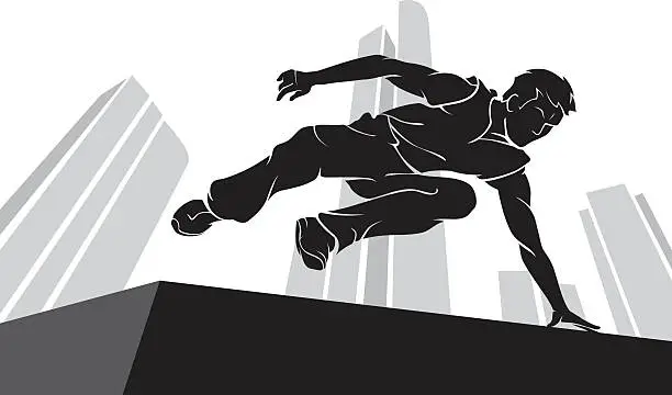 Vector illustration of Parkour Jump Silhouette