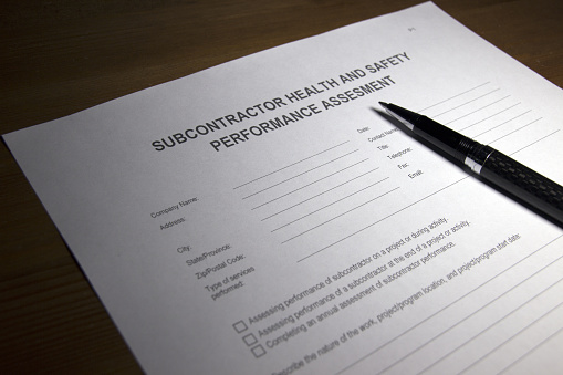 Subcontractors Performance Sign Subcontractor Performance Assessment Stock Photo - Download Image Now ...