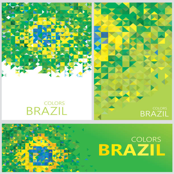 ilustrações, clipart, desenhos animados e ícones de abstrato bandeira do brasil, brasil (cores polígono vetorizadas) - brasilia
