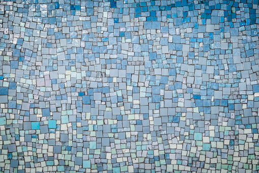 Blue mosaic wall or floor.