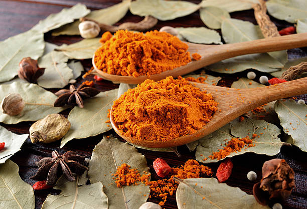 istock turmeric powder on wooden spoon. 528570784