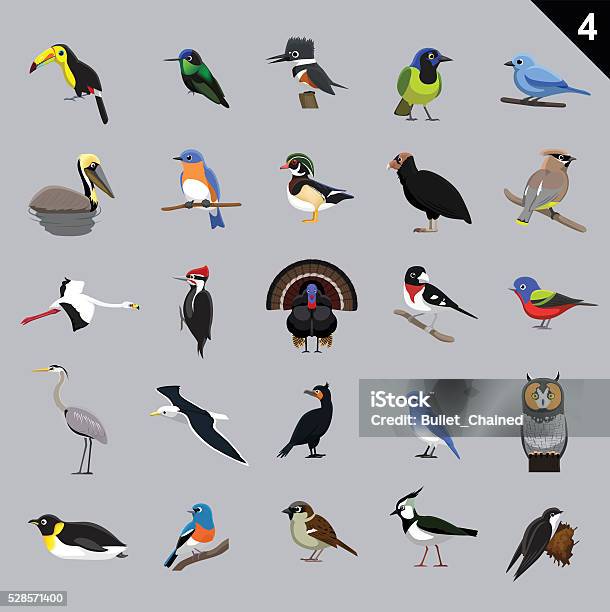 Various Birds Cartoon Vector Illustration 4 Stock Illustration - Download Image Now - Bluebird - Bird, Wood Duck, Lapwing