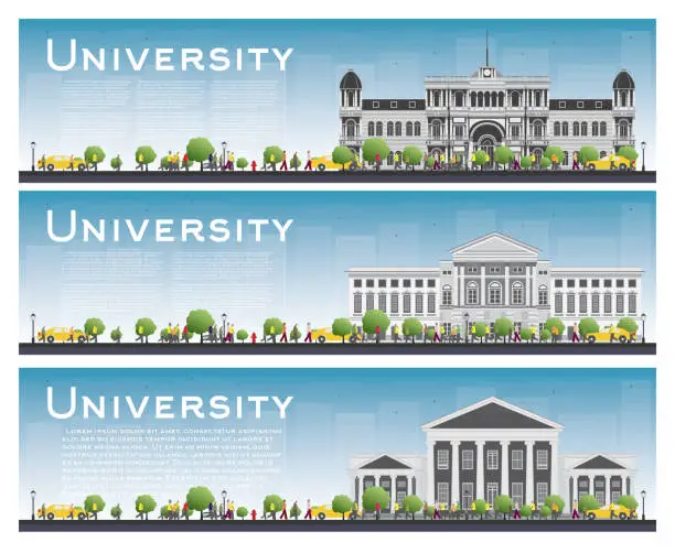 Vector illustration of Set of university study banners. Vector illustration.