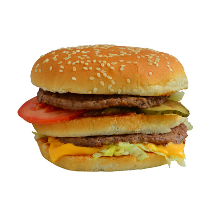 Hamburger isolated on white background. Closeup sandwich