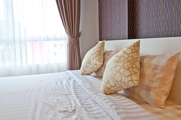 istock Bed in the resort,Bedroom ready for guests 528575654
