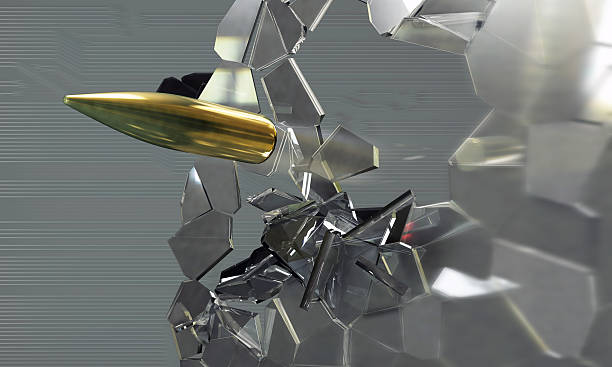 istock Bullet shot smashed the glass in the splinters 528577246