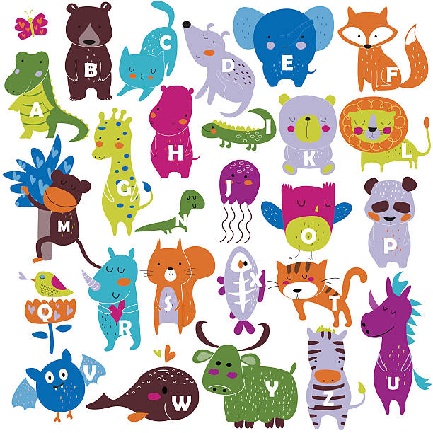 alphabetpokemon - text animal owl icon set stock illustrations