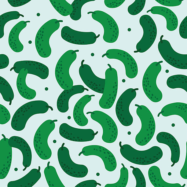 Salted cucumber. Seamless pattern vector art illustration