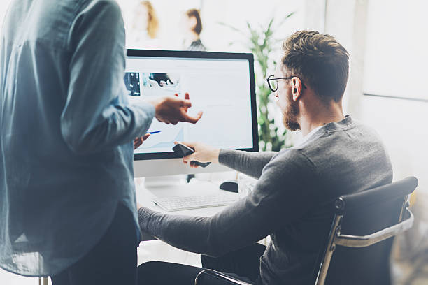 istock Coworking process,managers team work new project.Photo young business 528583352