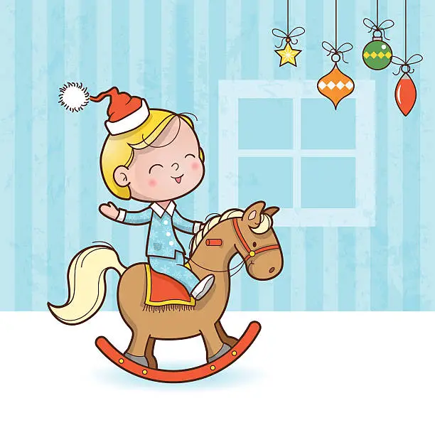 Vector illustration of Christmas toy horse