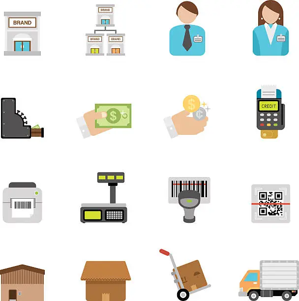 Vector illustration of Flat Retailing icons | Simpletoon series