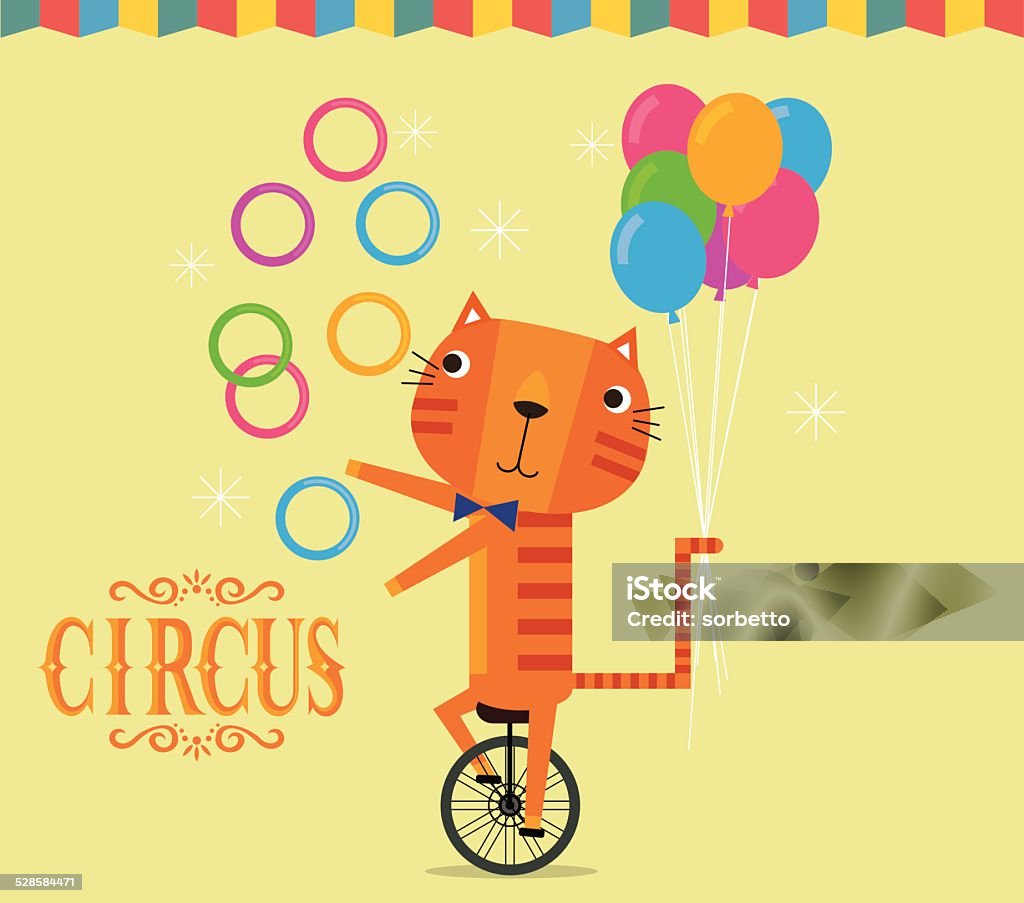 Circus Tiger juggling Tiger juggling with a bicycle Animal stock vector