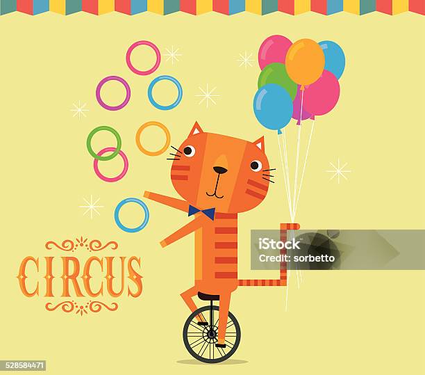 Circus Tiger Juggling Stock Illustration - Download Image Now - Animal, Circus, Backgrounds