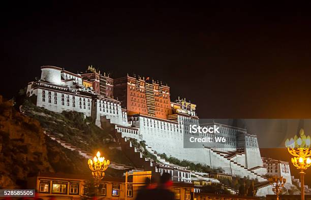 The Panoramagram Of Potala Palace Night View Stock Photo - Download Image Now - Ancient, Architecture, Asia