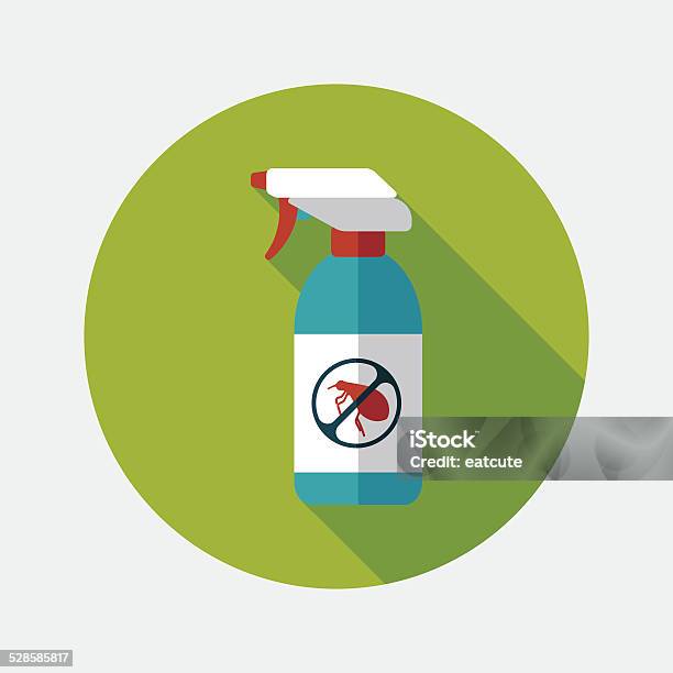 Pet Flea Spray Flat Icon With Long Shadoweps10 Stock Illustration - Download Image Now - Beetle, Control, Graffiti