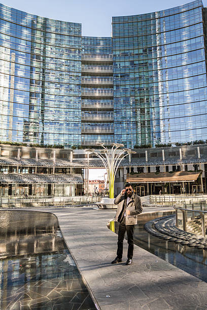 Stylish Hipster outside business building