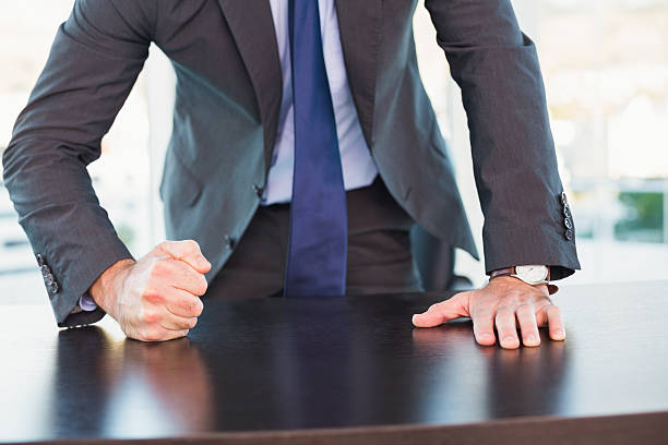 istock Angry businessman thump the table 528589337