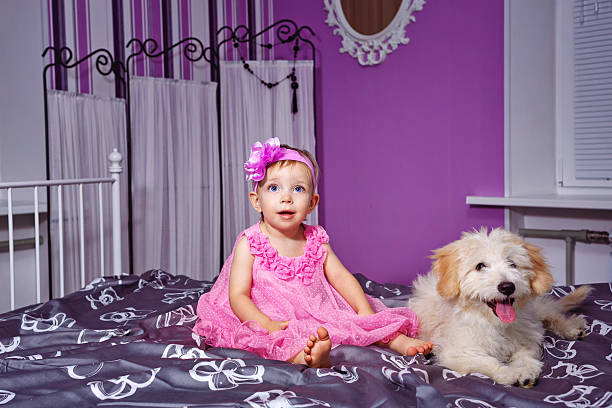 istock Little girl and dog 528590035