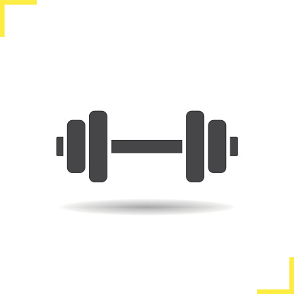 Dumbbell drop shadow icon. Isolated vector illustration. Gym barbell symbol
