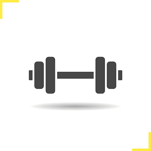 Dumbbell icon Dumbbell drop shadow icon. Isolated vector illustration. Gym barbell symbol barbell stock illustrations