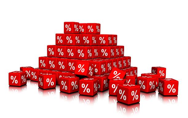 istock Bunch of Red Cubes with Percent symbols 528606614