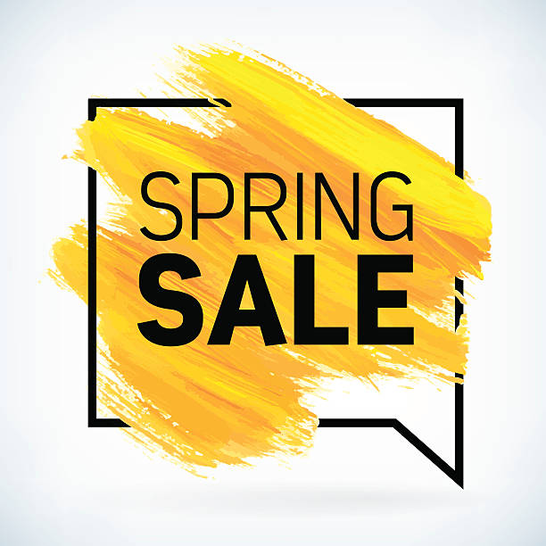 Yellow hand paint artistic dry brush stroke spring sale. vector art illustration