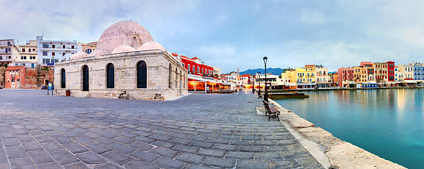 istock Panorama morning Venetian quay, Chania, Crete 528607804