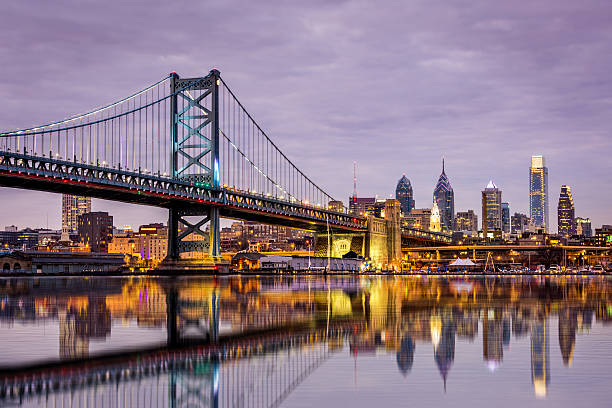 most bena franklina i philadelphia miasta - bridge connection contemporary suspension bridge zdjęcia i obrazy z banku zdjęć