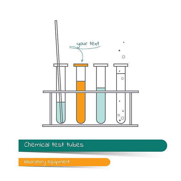 плоская линия набок икон химического тестовые пробирки - reaction tube stock illustrations
