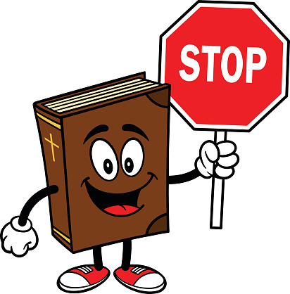 Bible School Mascot with Stop Sign