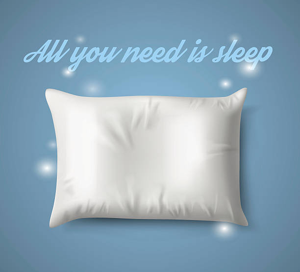 ilustraciones, imágenes clip art, dibujos animados e iconos de stock de almohada con magia blanca sobre fondo azul, real sombra. vector de de - pillow