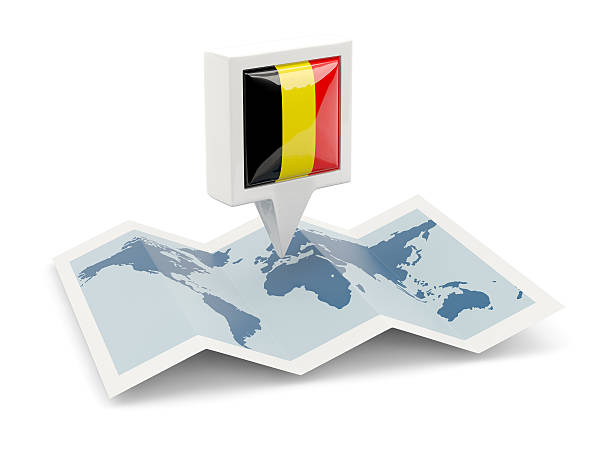 plac kołek z banderą belgii na mapie - belgium map flag three dimensional shape zdjęcia i obrazy z banku zdjęć