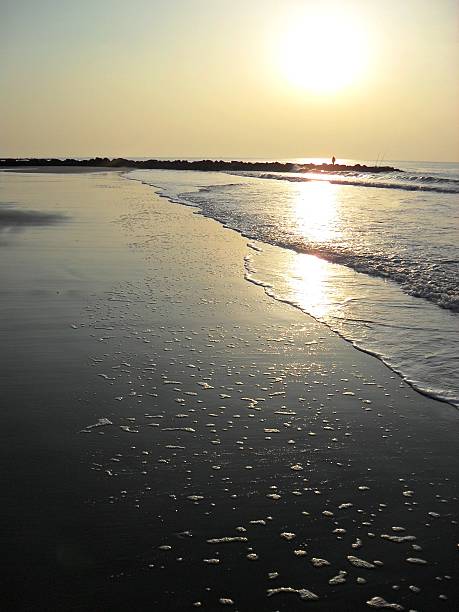 istock lonely man and sunset on the beach 528610291