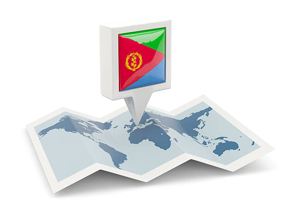 istock Square pin with flag of eritrea on the map 528610701