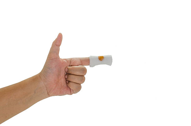istock Wounded woman finger bandaged with plaster 528610807