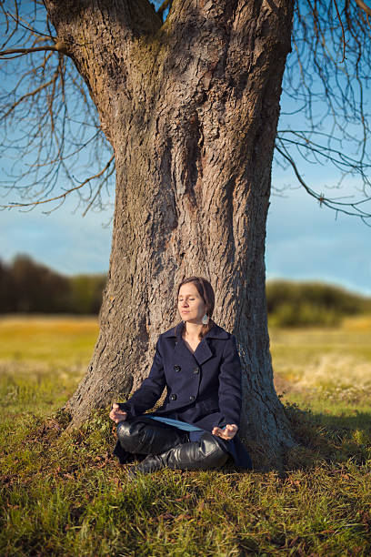 istock women enjoy the sunlight at a tree 528611499