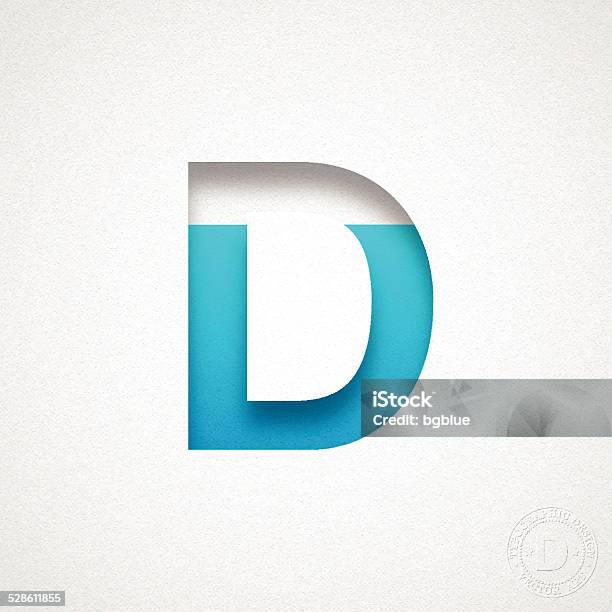 Alphabet D Design Blue Letter On Watercolor Paper Stock Illustration - Download Image Now