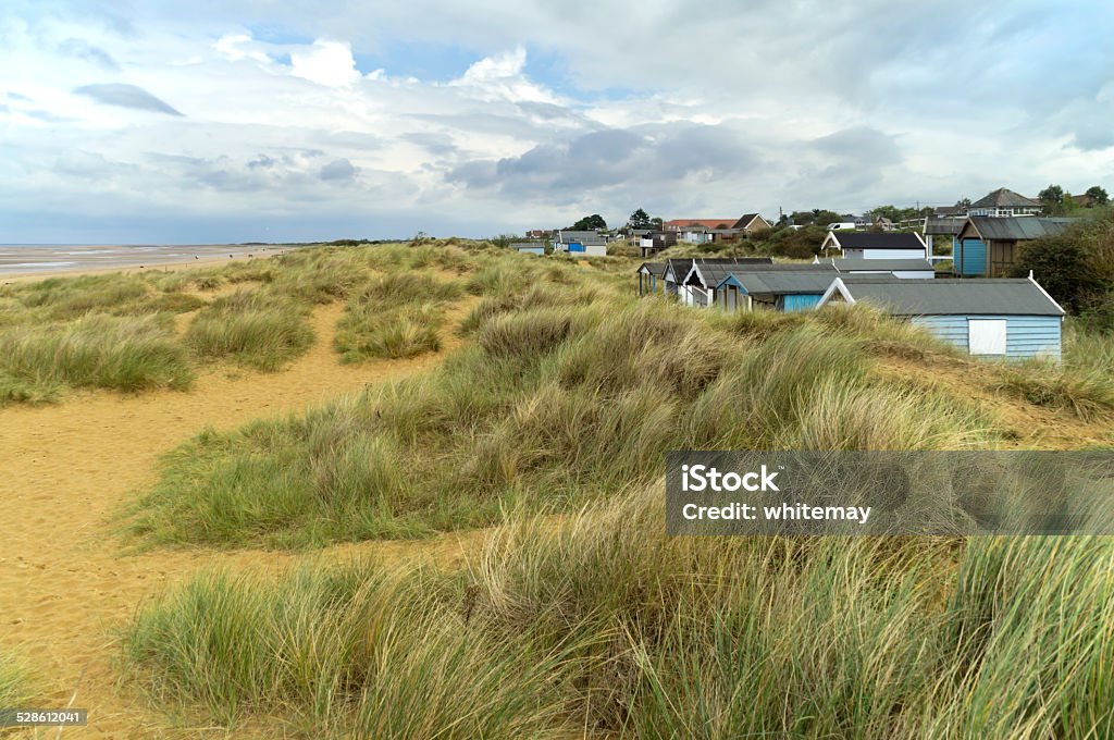 Old Hunstanton sand dunes mit Strandhütten - Lizenzfrei Hunstanton Stock-Foto