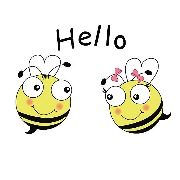 ilustrações de stock, clip art, desenhos animados e ícones de cartão postal com dois bees - gossip couple love concepts