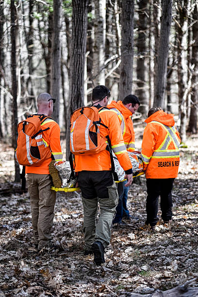 istock Search and Rescue team in the forest, Nova Scotia, Canada. 528612828