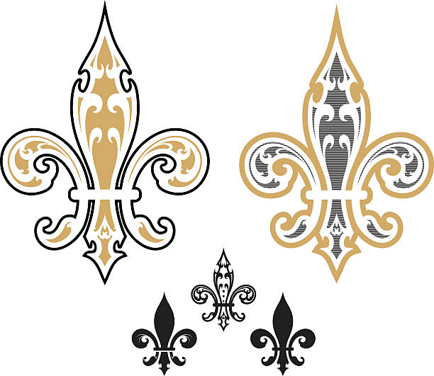 flower list designs - Illustration Vetorized Fleur-De-Lis with outline.Color as you wish! new orleans fleur de lis stock illustrations