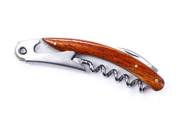 istock Wooden corkscrew isolated on white background. View from above. 528614680
