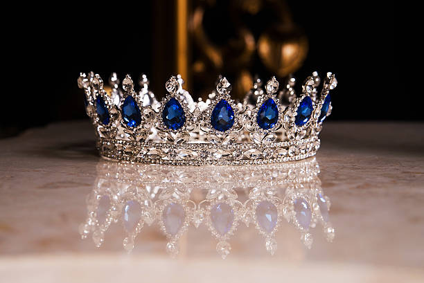 istock Royal crown with sapphires, luxury retro style. 528614744